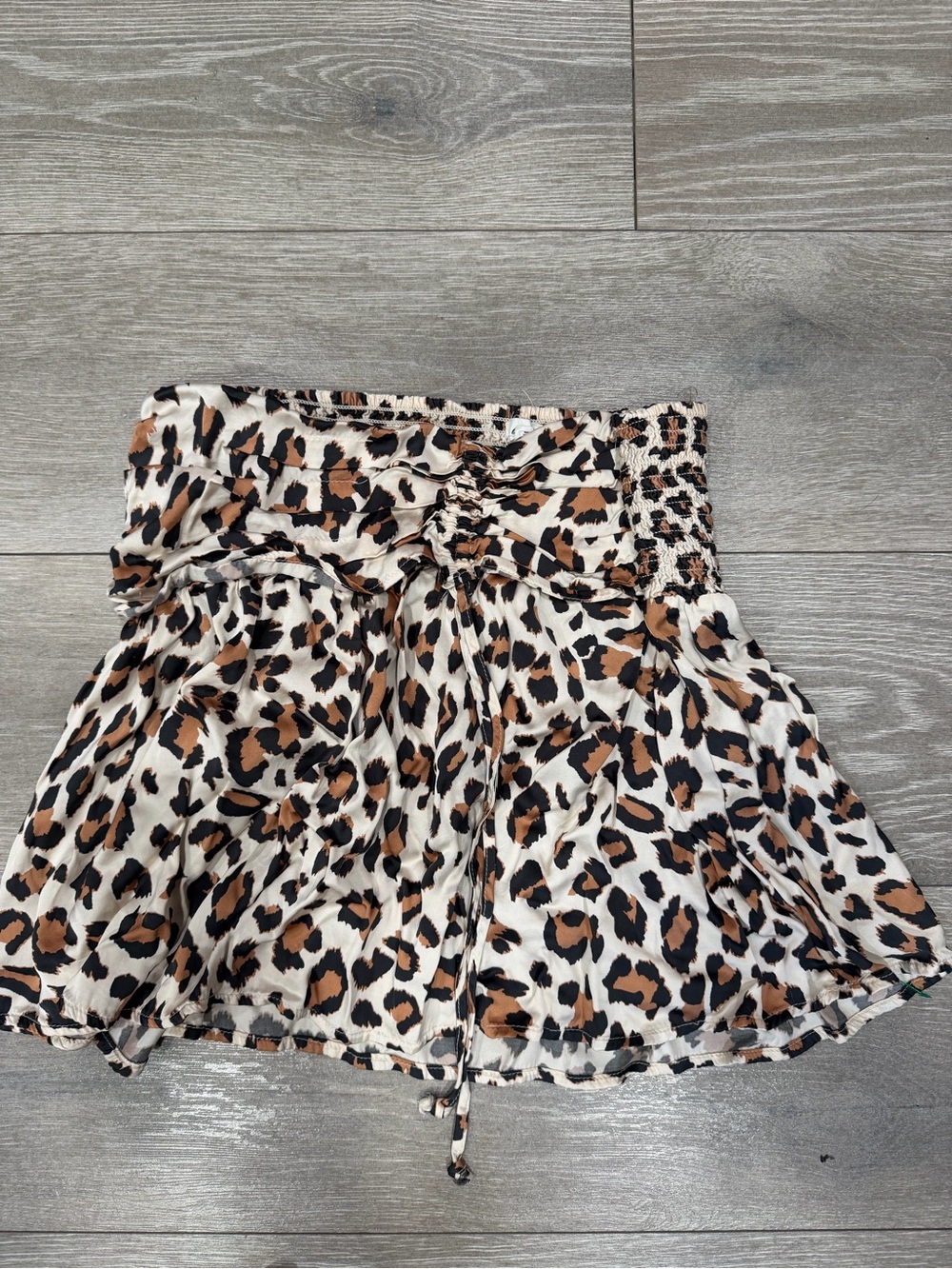 aerie Leopard Print Smocked-Waist Skirt - Brown/Black/Cream